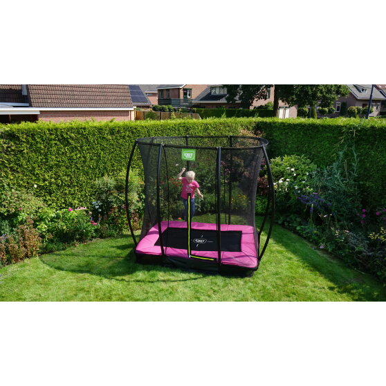 EXIT Silhouette Bodentrampolin 153x214cm mit Sicherheitsnetz - rosa