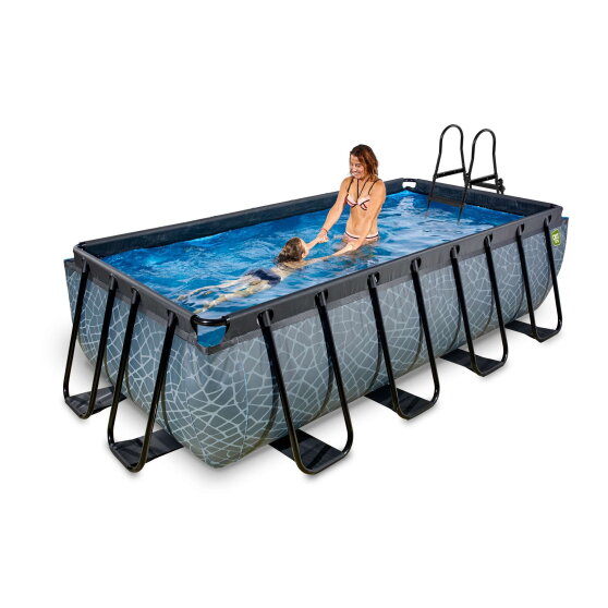 EXIT Stone Pool 400x200x100cm mit Filterpumpe - grau
