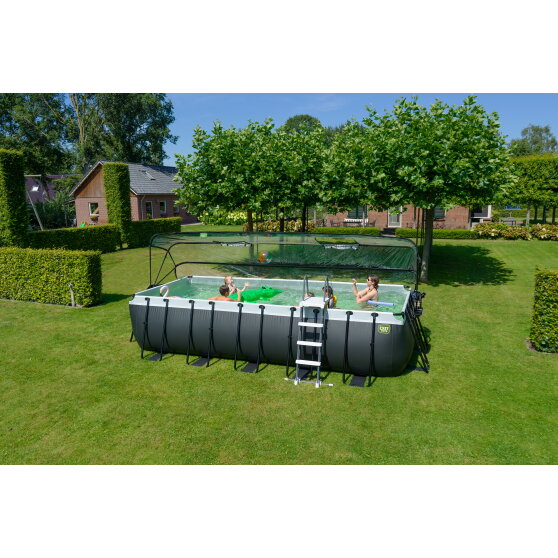 EXIT Black Leather Pool 540x250x122cm mit Sandfilterpumpe und Abdeckung - schwarz