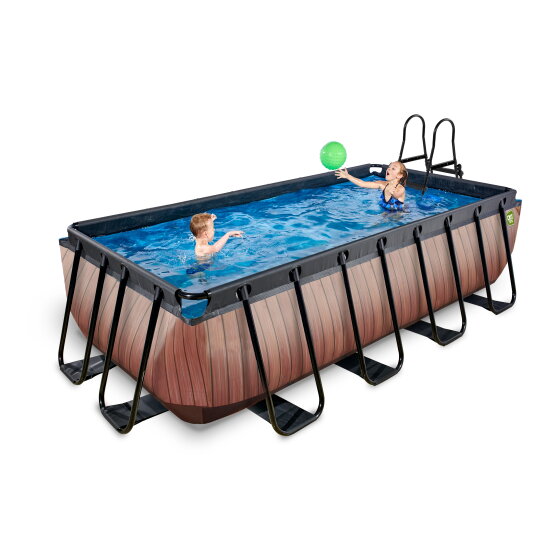 EXIT Wood Pool 400x200x100cm mit Filterpumpe - braun