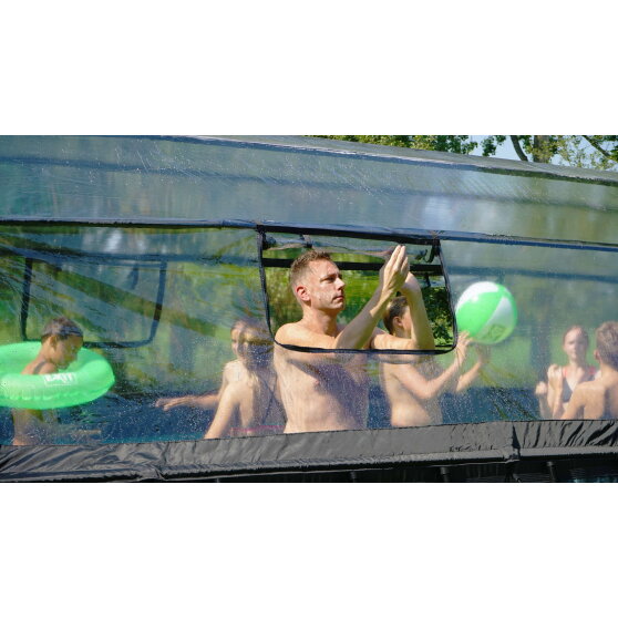 EXIT Wood Pool 540x250x122cm mit Sandfilterpumpe und Abdeckung und Wärmepumpe - braun