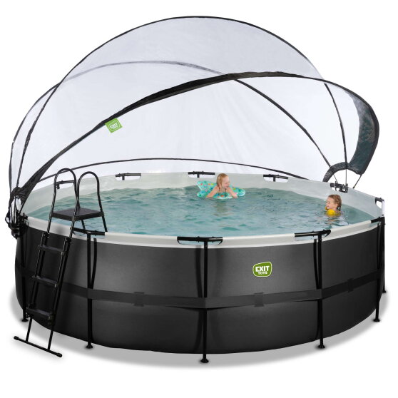 EXIT Black Leather Pool &oslash;450x122cm mit Sandfilterpumpe und Abdeckung und Zubeh&ouml;rset - schwarz