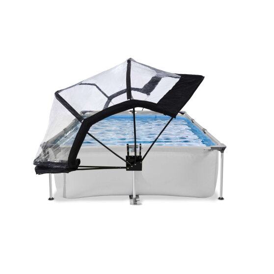 EXIT Soft Grey Pool 300x200x65cm mit Filterpumpe und Abdeckung - grau