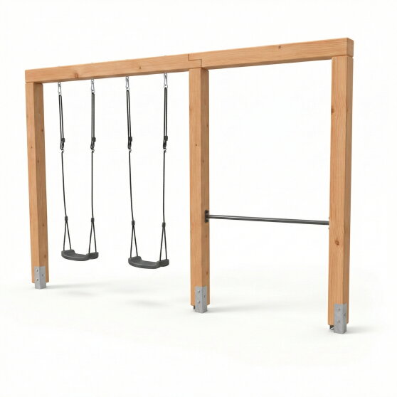 EXIT Linea Massiv 140 doppelte Holzschaukel mit Reckstange