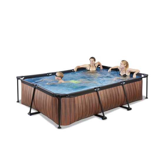 EXIT Wood Pool 300x200x65cm mit Filterpumpe - braun
