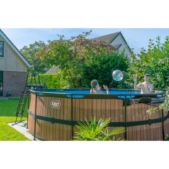 EXIT Wood Pool ø450x122cm mit Sandfilterpumpe - braun