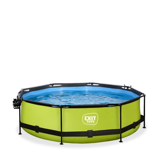 EXIT Lime Pool ø300x76cm mit Filterpumpe und Abdeckung und Sonnensegel - grün