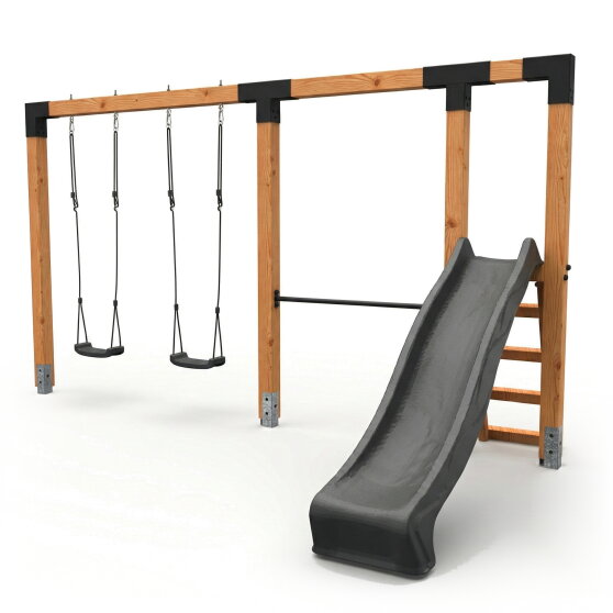 EXIT Linea Robust 110 Doppelschaukel mit Reckstange und Rutsche