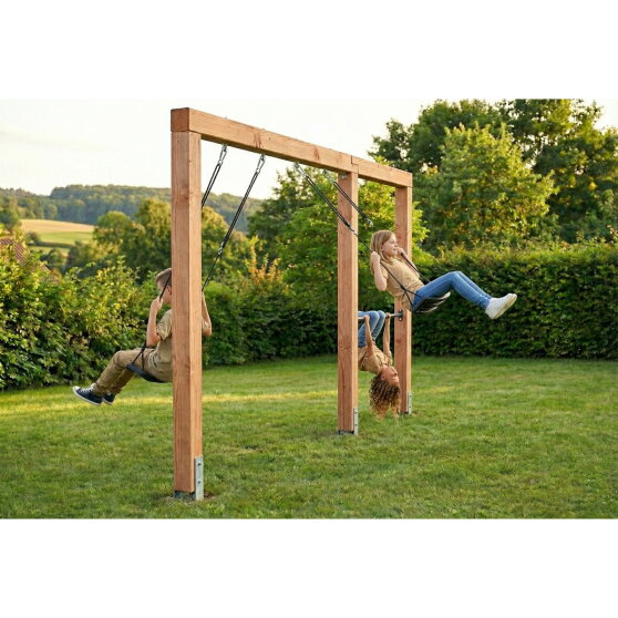 EXIT Linea Massiv 140 doppelte Holzschaukel mit Reckstange