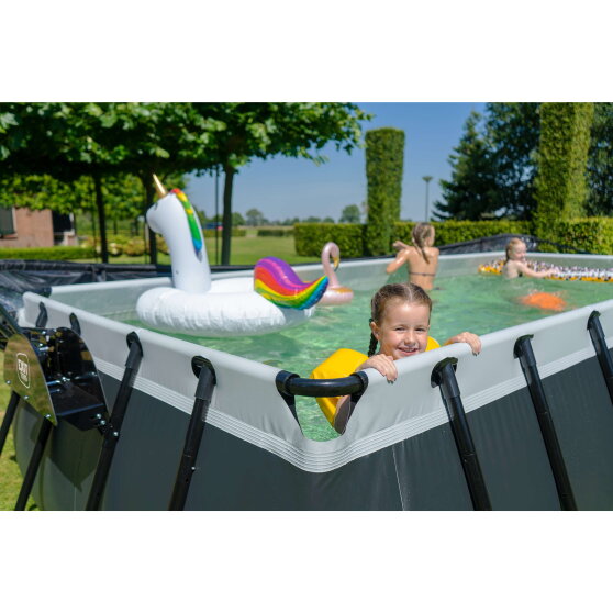 EXIT Black Leather Pool 540x250x122cm mit Sandfilterpumpe und Abdeckung und W&auml;rmepumpe - schwarz