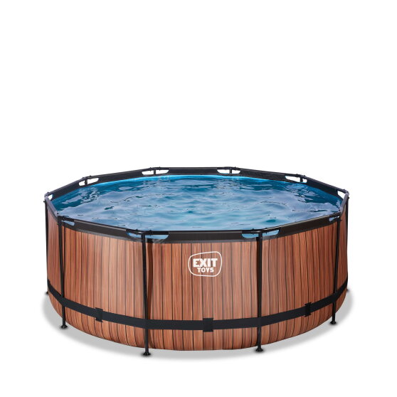 EXIT Wood Pool &oslash;360x122cm mit Filterpumpe - braun