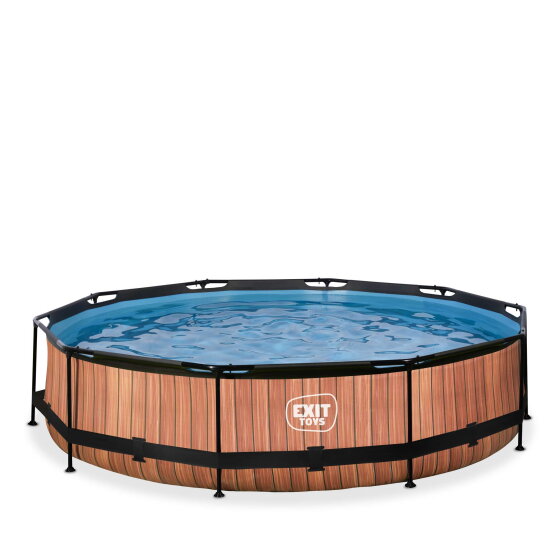 EXIT Wood Pool ø360x76cm mit Filterpumpe - braun