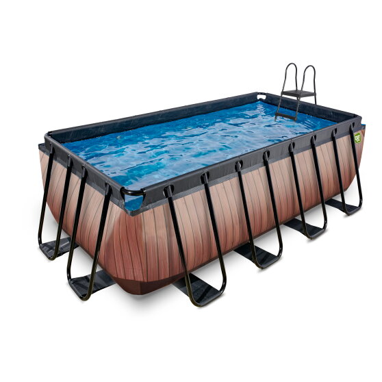 EXIT Wood Pool 400x200x122cm mit Sandfilterpumpe - braun