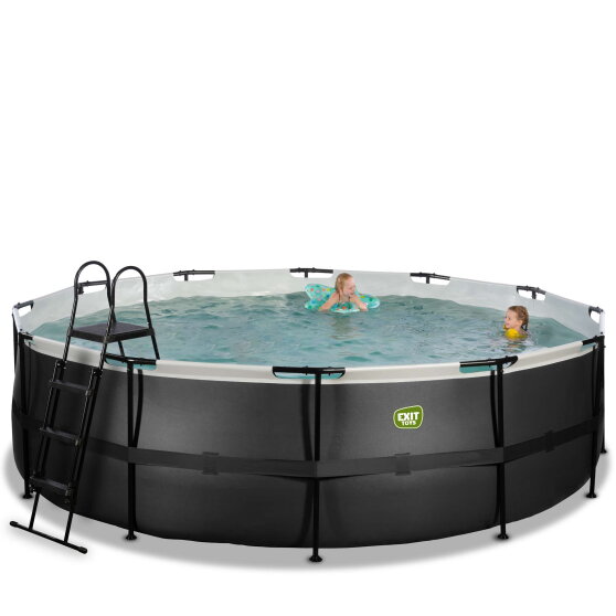 EXIT Black Leather Pool &oslash;488x122cm mit Filterpumpe - schwarz