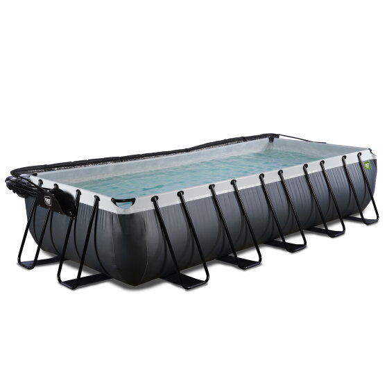 EXIT Black Leather Pool 540x250x100cm mit Sandfilterpumpe und Abdeckung und Wärmepumpe - schwarz