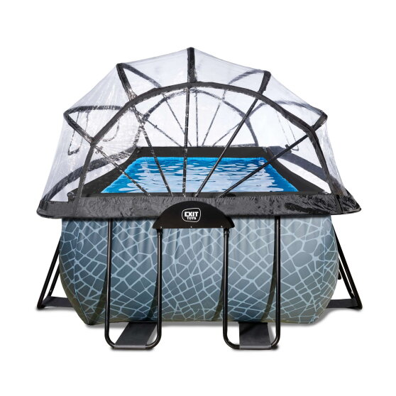 EXIT Stone Pool 400x200x100cm mit Filterpumpe und Abdeckung - grau