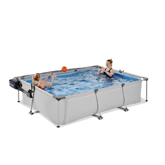 EXIT Soft Grey Pool 300x200x65cm mit Filterpumpe und Abdeckung - grau