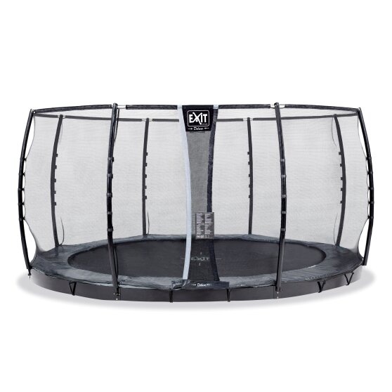 EXIT Supreme ebenerdiges Trampolin ø427cm mit Sicherheitsnetz - grau