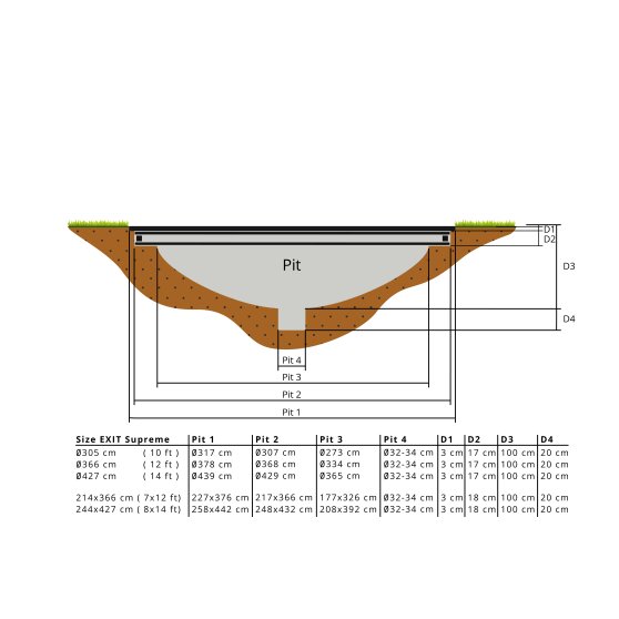 EXIT Supreme ebenerdiges Trampolin ø366cm mit Sicherheitsnetz - schwarz