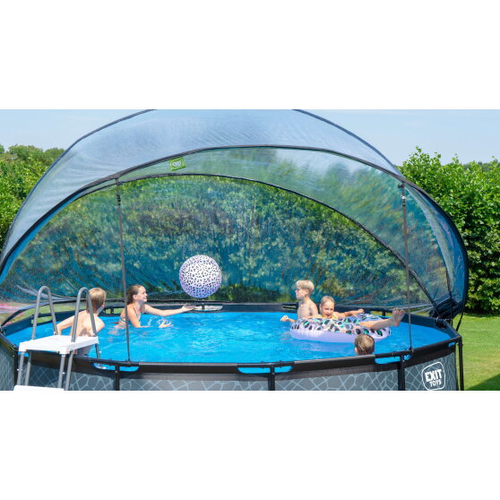 EXIT Black Leather Pool &oslash;450x122cm mit Sandfilterpumpe und Abdeckung - schwarz