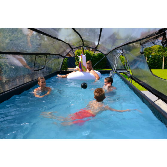 EXIT Stone Pool 540x250x100cm mit Sandfilterpumpe und Abdeckung - grau