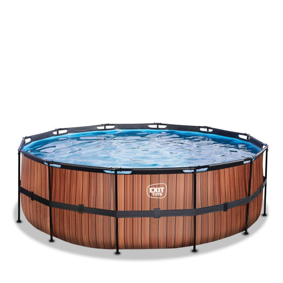 EXIT Wood Pool &oslash;427x122cm mit Sandfilterpumpe - braun