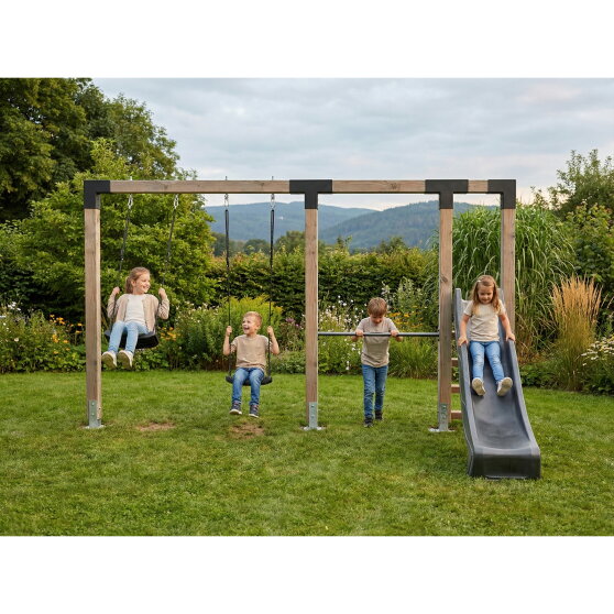 EXIT Linea Robust 110 Doppelschaukel mit Reckstange und Rutsche