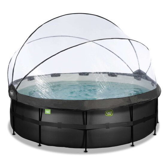 EXIT Black Leather Pool &oslash;427x122cm mit Sandfilterpumpe und Abdeckung - schwarz