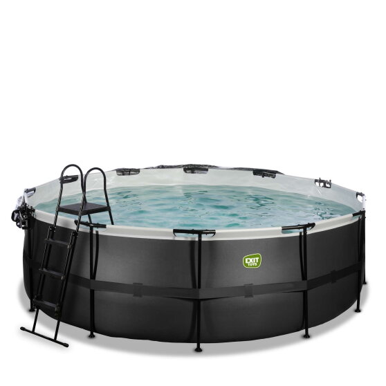 EXIT Black Leather Pool &oslash;427x122cm mit Sandfilterpumpe und Abdeckung - schwarz