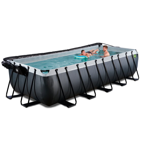 EXIT Black Leather Pool 540x250x122cm mit Sandfilterpumpe und Abdeckung - schwarz