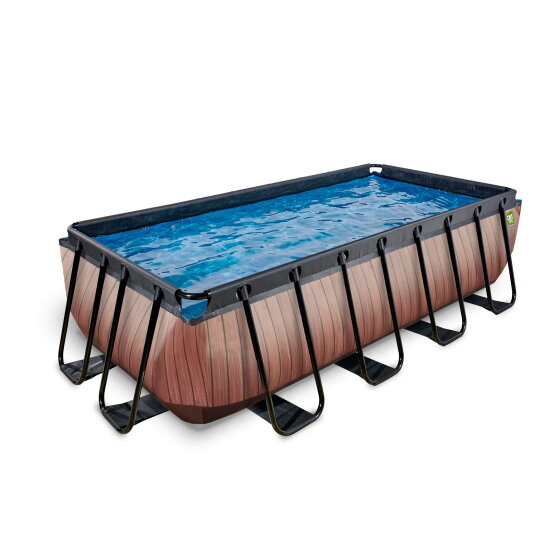 EXIT Wood Pool 400x200x100cm mit Sandfilterpumpe - braun