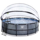 EXIT Stone Pool &oslash;450x122cm mit Sandfilterpumpe und Abdeckung - grau