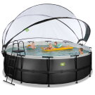 EXIT Black Leather Pool ø450x122cm mit Sandfilterpumpe und Abdeckung - schwarz