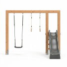 EXIT Linea Massiv 140 Holzschaukel mit Rutsche und Turnringen