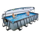 EXIT Stone Pool 540x250x100cm mit Sandfilterpumpe und Abdeckung und Wärmepumpe - grau