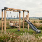 EXIT Linea Robust 110 Holz-Monkeybar mit Doppelschaukel und Rutsche