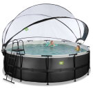 EXIT Black Leather Pool &oslash;450x122cm mit Sandfilterpumpe und Abdeckung und W&auml;rmepumpe - schwarz