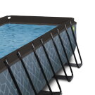 EXIT Stone Pool 400x200x122cm mit Sandfilterpumpe und Abdeckung und W&auml;rmepumpe - grau