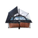 EXIT Wood Pool 220x150x65cm mit Filterpumpe und Abdeckung und Sonnensegel - braun