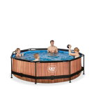 EXIT Wood Pool &oslash;300x76cm mit Filterpumpe - braun