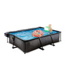 EXIT Black Wood Pool 300x200x65cm mit Filterpumpe und Abdeckung - schwarz