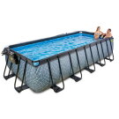 EXIT Stone Pool 540x250x122cm mit Sandfilterpumpe und Abdeckung und Wärmepumpe - grau