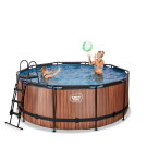 EXIT Wood Pool &oslash;360x122cm mit Filterpumpe - braun