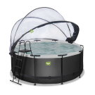 EXIT Black Leather Pool &oslash;360x122cm mit Sandfilterpumpe und Abdeckung und Zubeh&ouml;rset - schwarz