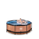 EXIT Wood Pool &oslash;244x76cm mit Filterpumpe - braun