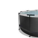 EXIT Black Leather Pool ø360x122cm mit Sandfilterpumpe und Abdeckung und Zubehörset - schwarz