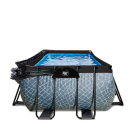 EXIT Stone Pool 400x200x100cm mit Filterpumpe und Abdeckung - grau