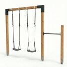 EXIT Linea 85 doppelte Holzschaukel mit Reckstange | Douglas-Holz