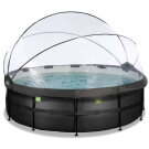 EXIT Black Leather Pool &oslash;450x122cm mit Sandfilterpumpe und Abdeckung und W&auml;rmepumpe - schwarz
