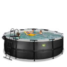 EXIT Black Leather Pool &oslash;427x122cm mit Sandfilterpumpe und Abdeckung - schwarz